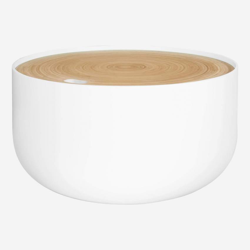 Bijzettafel van gelakt hout en bamboe – 60 cm – Wit