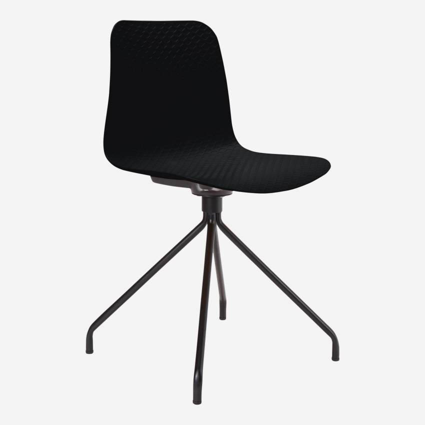 Stuhl aus Polypropylen, schwarz und Beine aus Stahl, lackiert