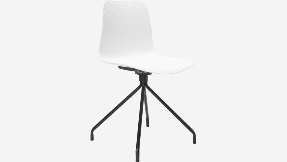 Stuhl aus Polypropylen, weiß und Beine aus Stahl, lackiert