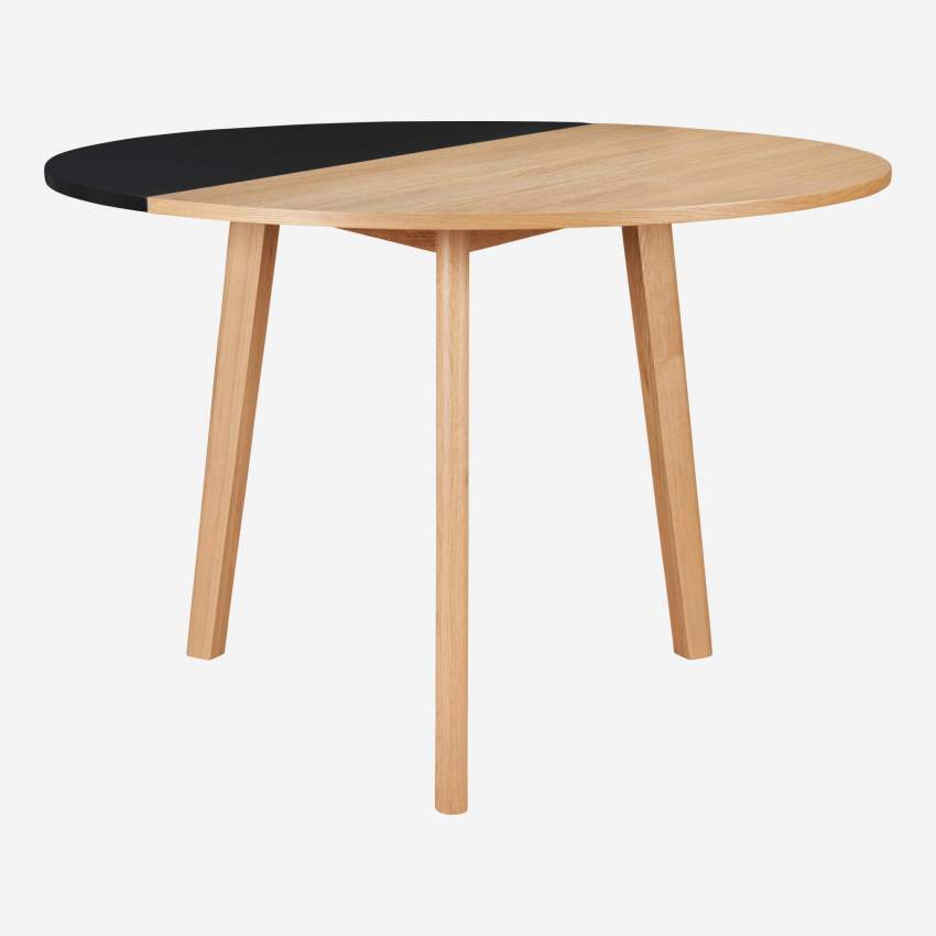 Table ronde avec plateau pliant bicolore en chêne - Design by Gonçalo Campos