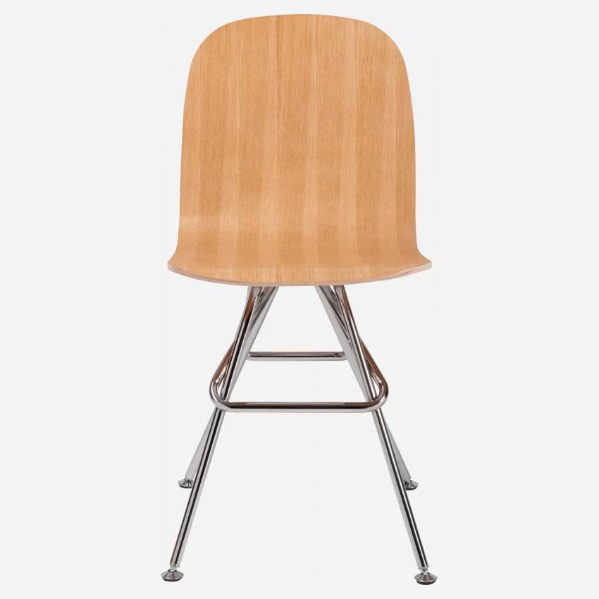 Stuhl aus natürlicher Eiche und Beine aus Stahl, verchromt