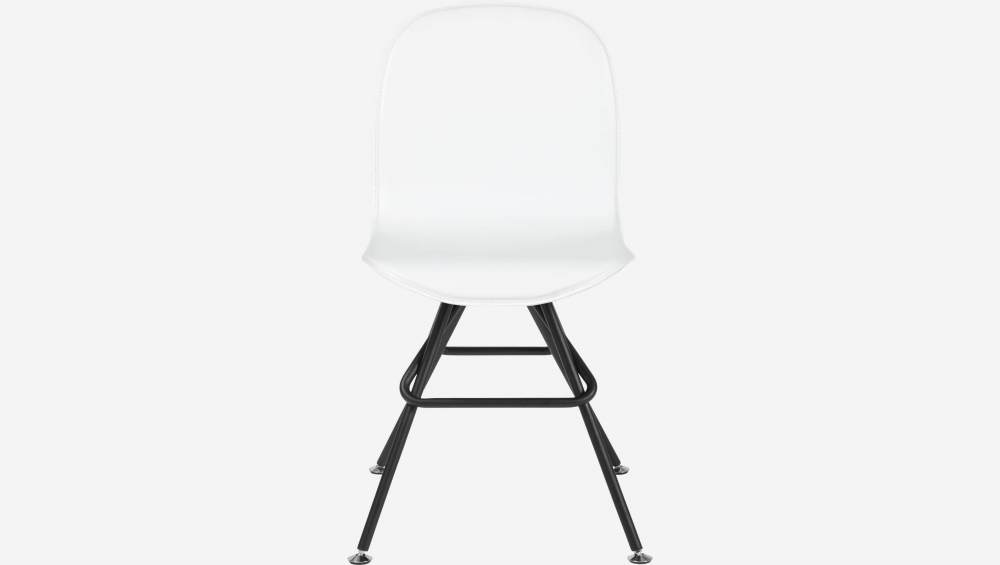 Stuhl aus Kunstleder, weiß und Beine aus Stahl, schwarz