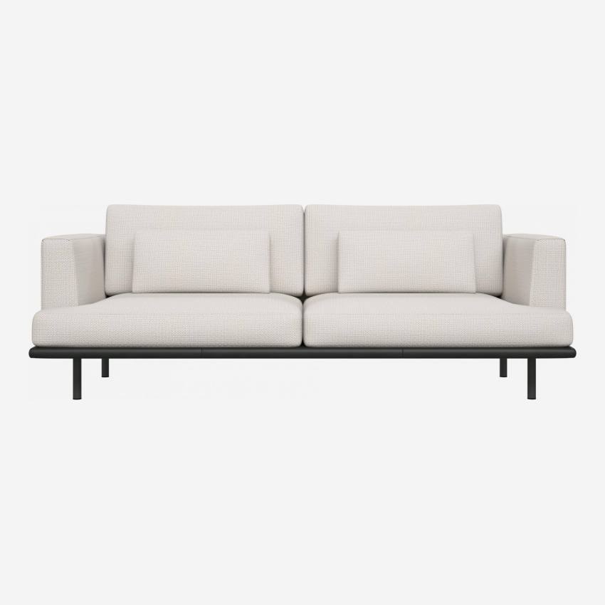 3-Sitzer Sofa aus Stoff Fasoli snow white mit Basis aus schwarzem Leder