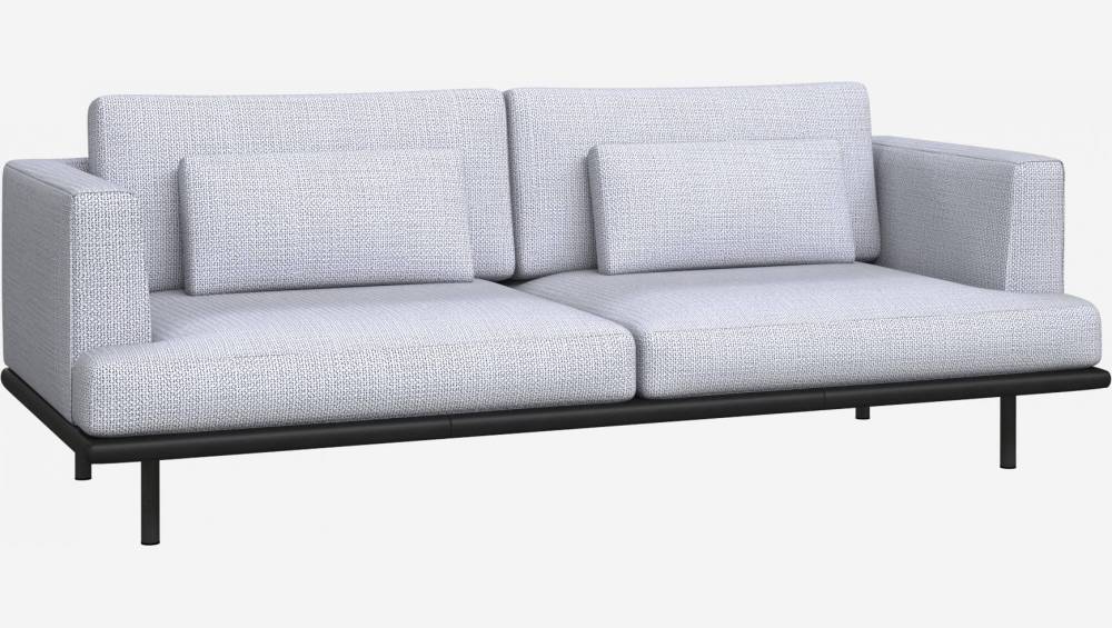 3-Sitzer Sofa aus Stoff Fasoli grey sky mit Basis aus schwarzem Leder