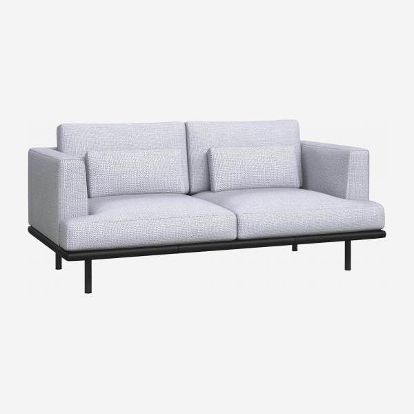 2-Sitzer Sofa aus Stoff Fasoli grey sky mit Basis aus schwarzem Leder