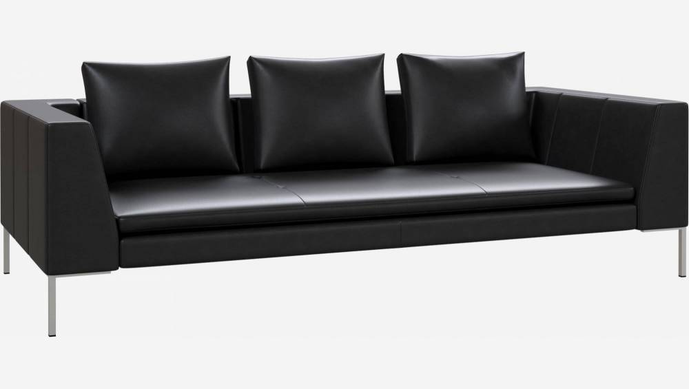 3-Sitzer-Sofa aus Savoy-Leder - Obsidianschwarz