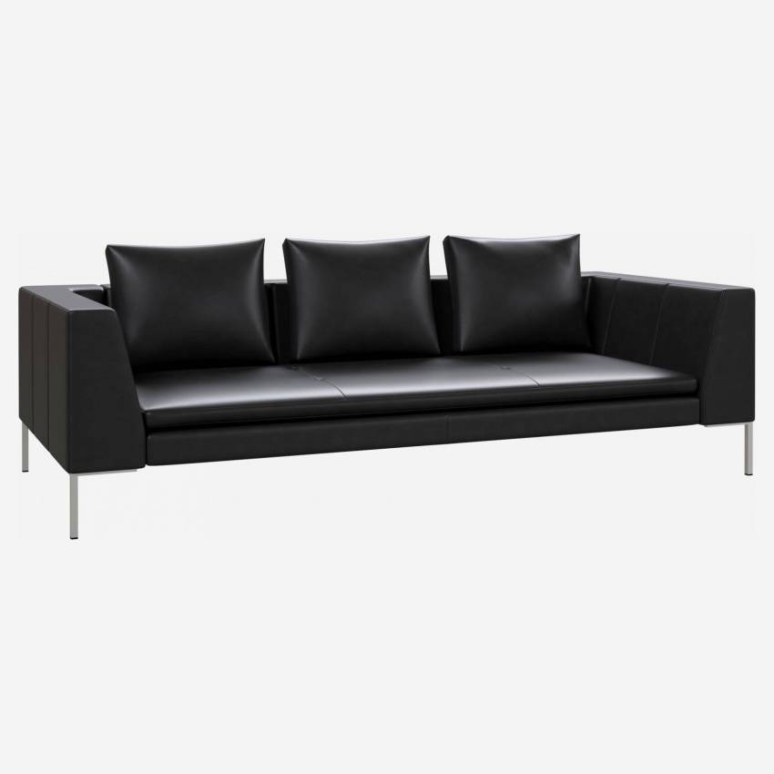 3-Sitzer-Sofa aus Savoy-Leder - Obsidianschwarz