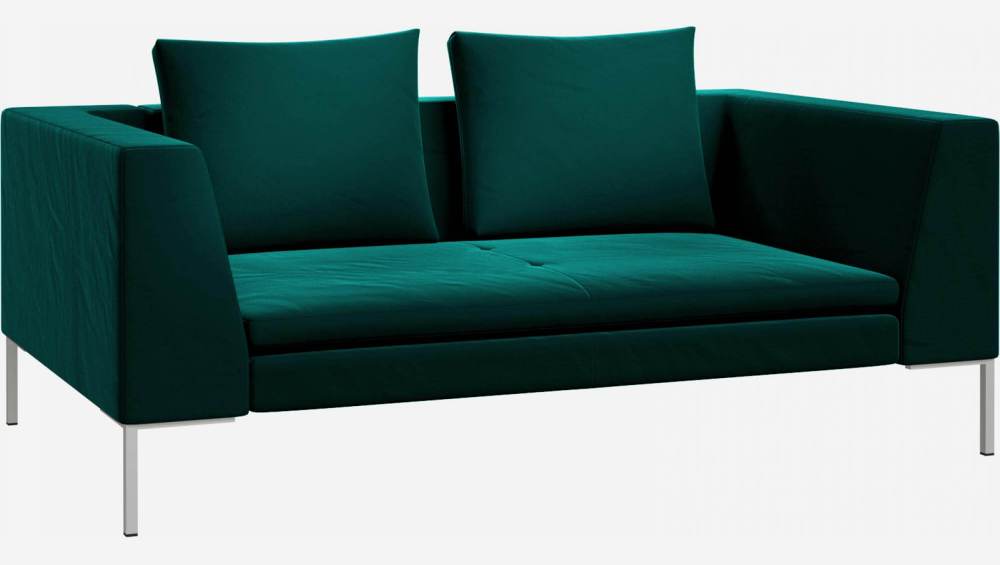 2-Sitzer-Sofa aus Samt - Smaragdgrün