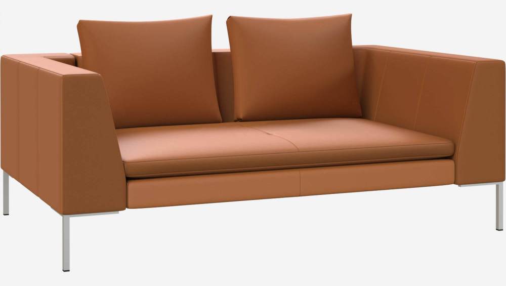 2-Sitzer-Sofa aus Savoy-Leder - Cognacbraun