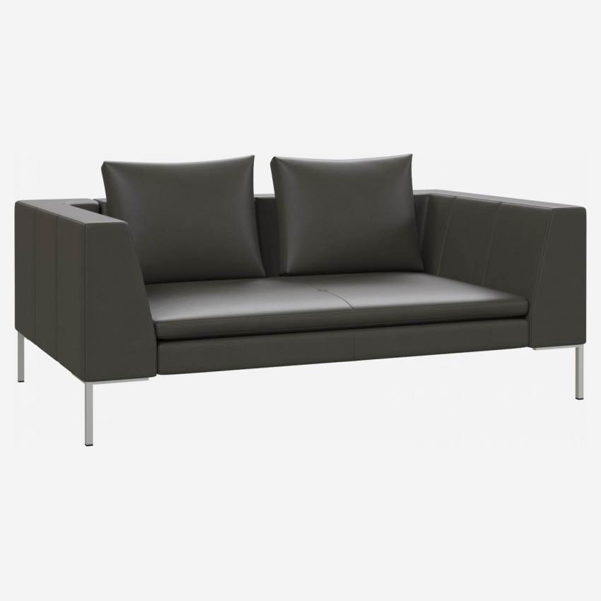 2-Sitzer-Sofa aus Savoy-Leder - Schiefergrau
