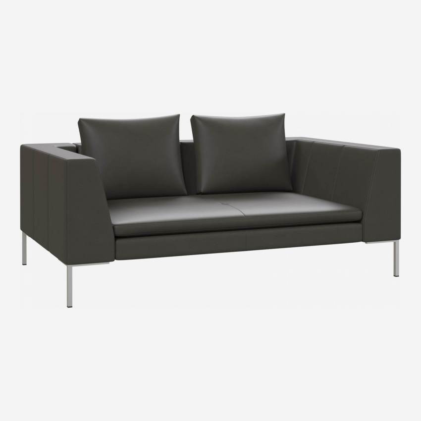 2-Sitzer-Sofa aus Savoy-Leder - Schiefergrau