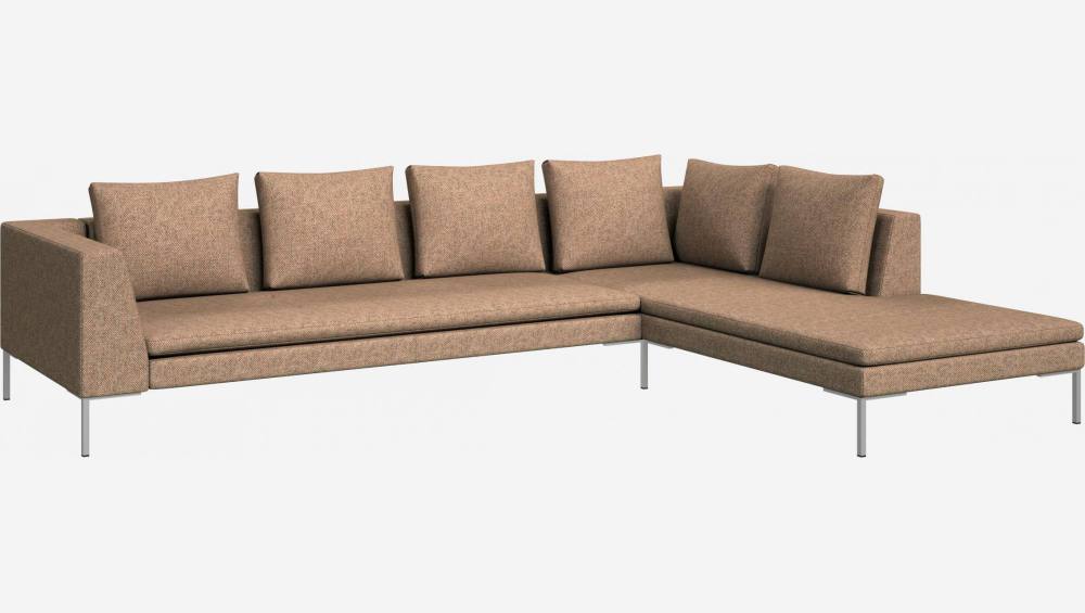 3-Sitzer-Sofa mit Chaiselongue rechts aus Bellagio-Stoff - Morgenrot