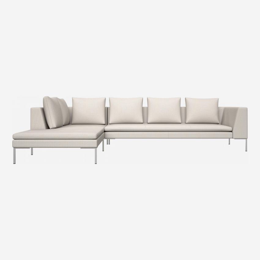 3-Sitzer-Sofa mit Chaiselongue links aus Fasoli-Stoff - Weiß