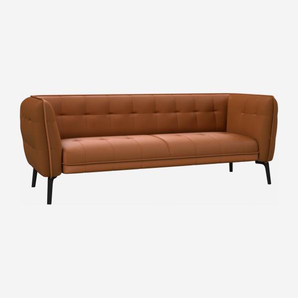 3-Sitzer-Sofa aus Savoy-Leder - Cognacbraun - Dunkle Füße