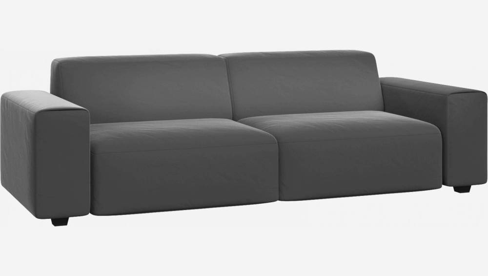 4-Sitzer Sofa aus Samt - Schiefergrau