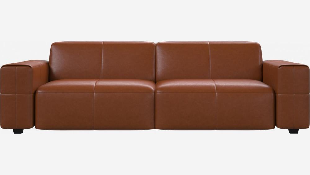 Sofá 4 lugares em pele Vintage Leather - Castanho conhaque