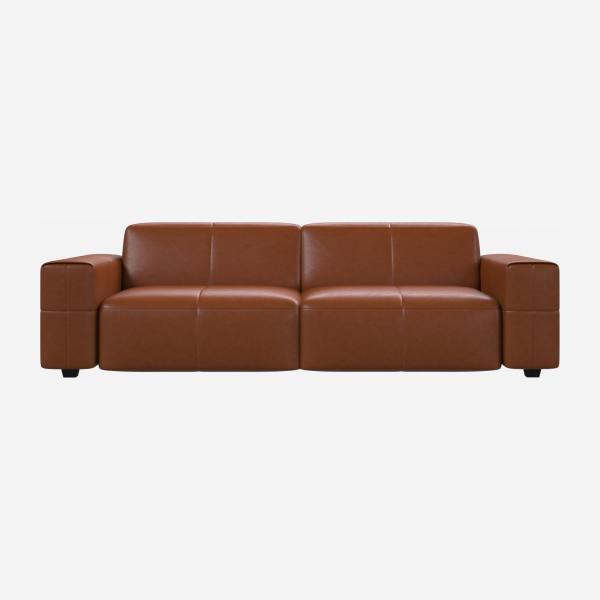 4-Sitzer Sofa aus Vintage-Anilinleder - Cognacbraun