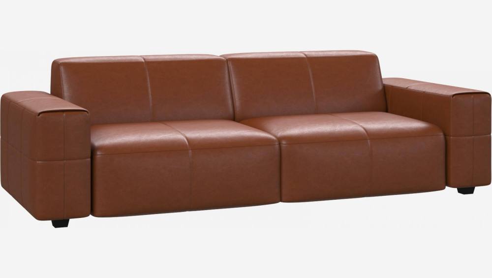 Sofá 4 plazas en piel Vintage Leather - Marrón coñac 