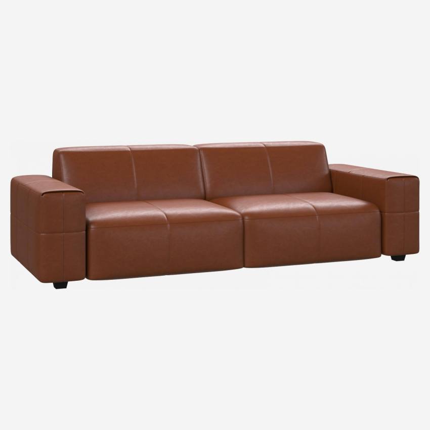 4-Sitzer Sofa aus Vintage-Anilinleder - Cognacbraun