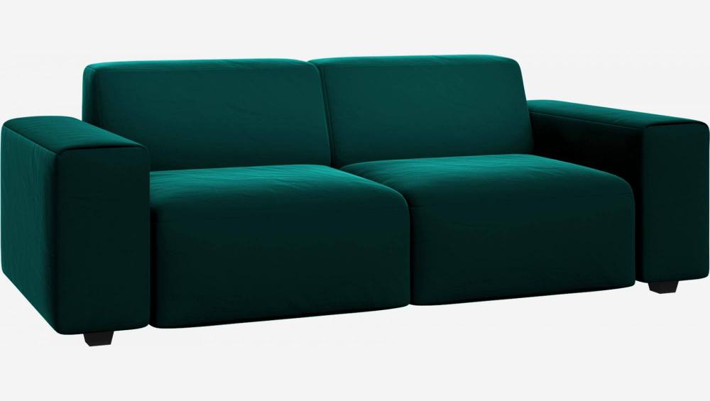 3-Sitzer Sofa aus Samt - Smaragdgrün