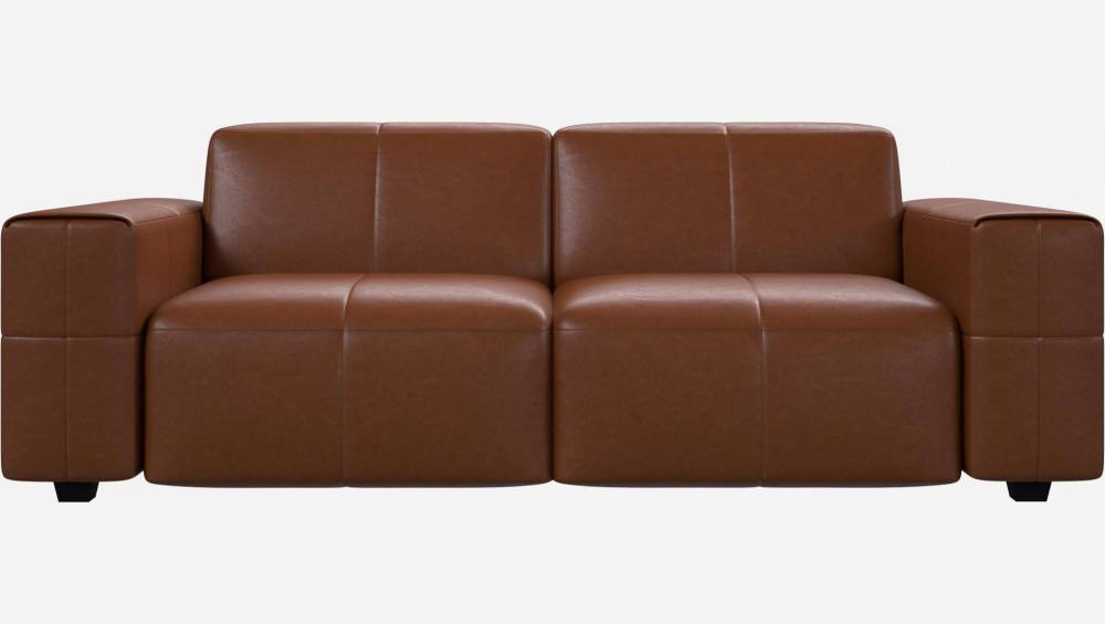 3-Sitzer Sofa aus Vintage-Anilinleder - Cognacbraun