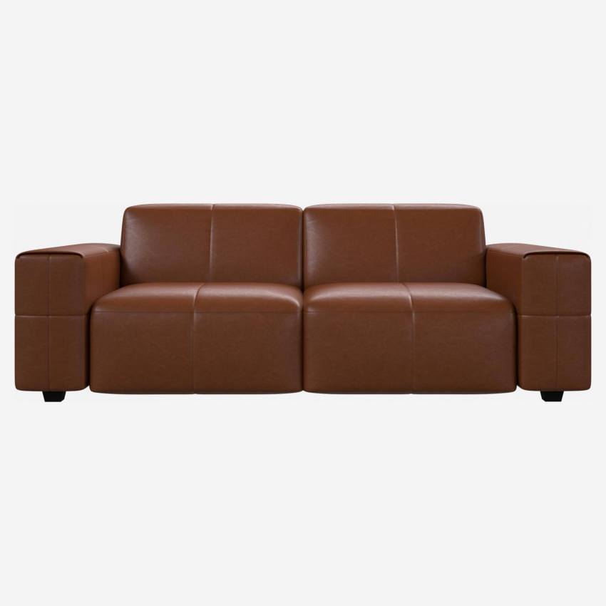 Sofá 3 plazas en piel Vintage Leather - Marrón coñac 