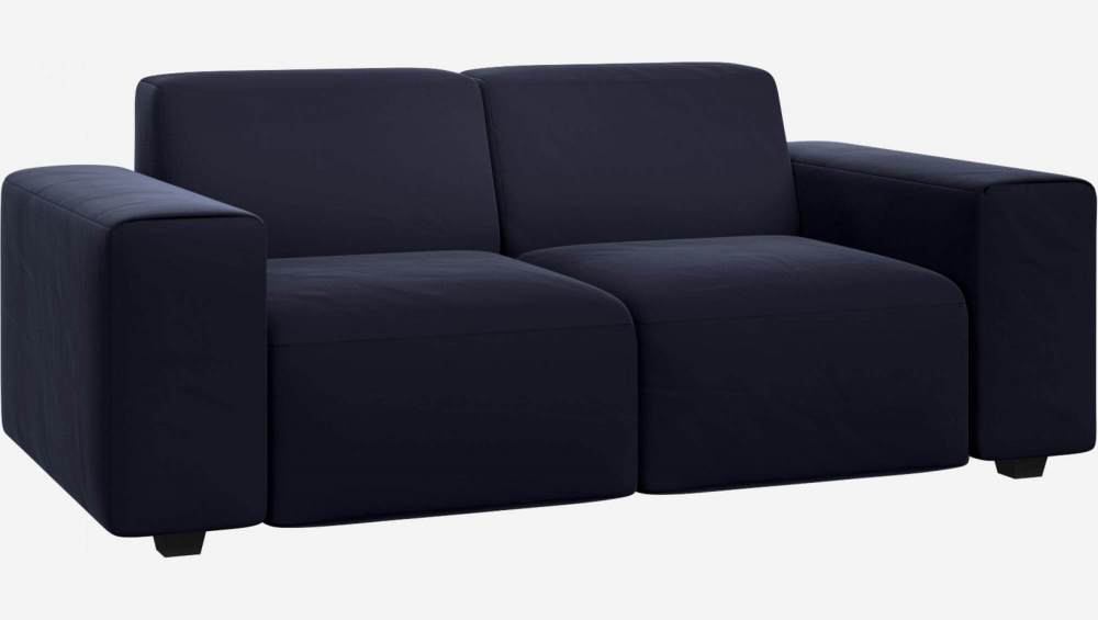 2-Sitzer Sofa aus Samt - Tintenblau