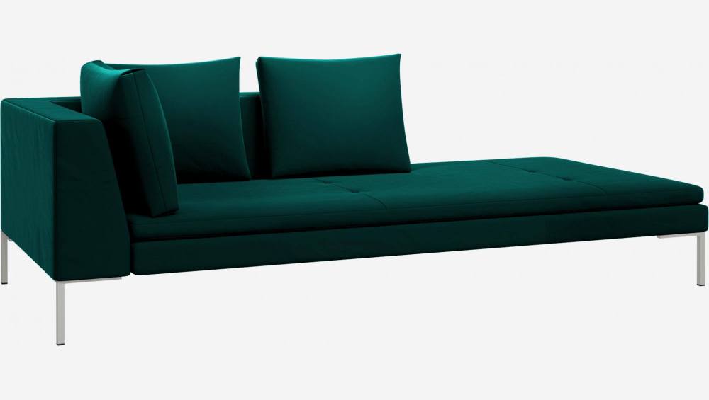 Chaise longue direita de veludo - Verde-esmeralda