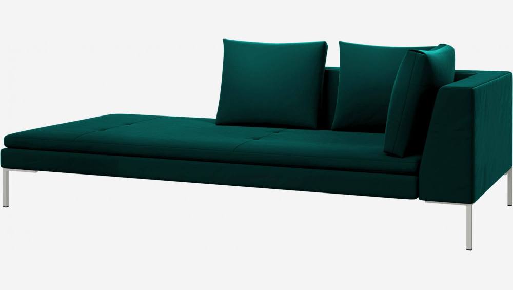 Chaise longue esquerda de veludo - Verde-esmeralda