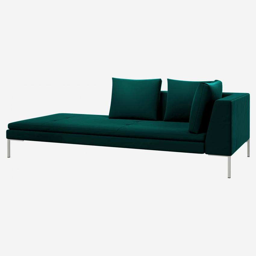 Chaise longue esquerda de veludo - Verde-esmeralda