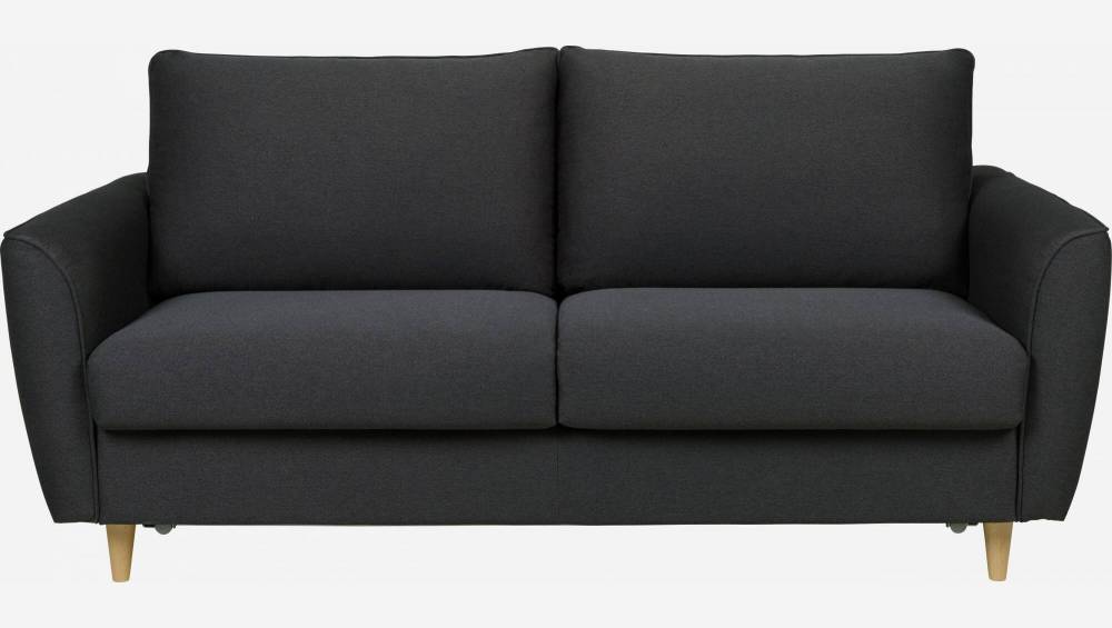 Sofá-cama de tecido 3 lugares - Cinza escuro