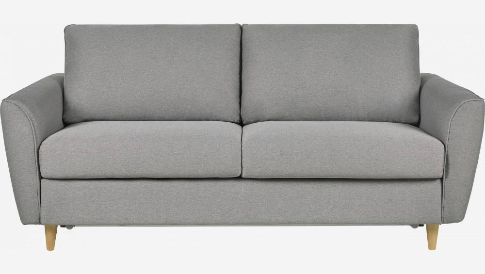 Sofá cama 3 plazas de tela con somier de láminas - Gris claro