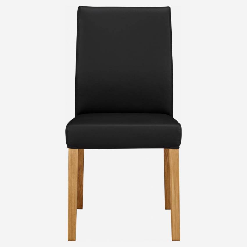 Stuhl aus Eiche und Leder, schwarz