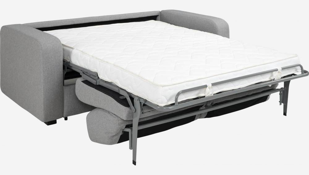 Sofá cama 3 plazas de tela + somier de láminas - Gris claro