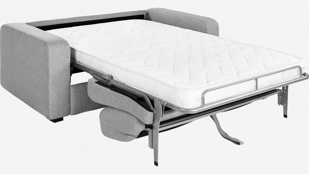 Sofá cama 2 plazas de tela + somier de láminas - Gris claro