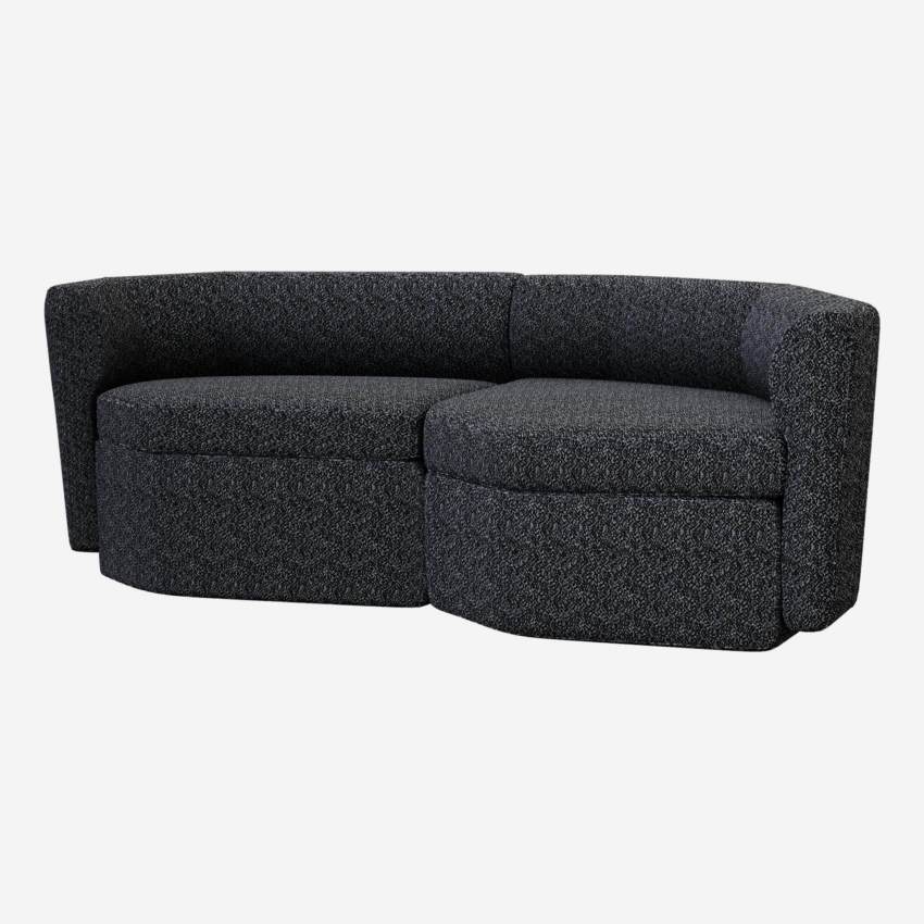 Modulares 2-Sitzer-Sofa mit Ecke rechts aus Stoff - Obsidianschwarz - Design by Anthony Guerrée