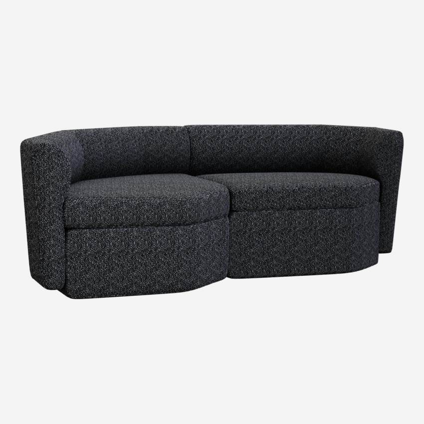 Modulares 2-Sitzer-Sofa mit Ecke links aus Stoff - Obsidianschwarz - Design by Anthony Guerrée