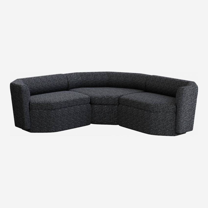 Modulares 3-Sitzer-Sofa aus Stoff - Obsidianschwarz - Design by Anthony Guerrée