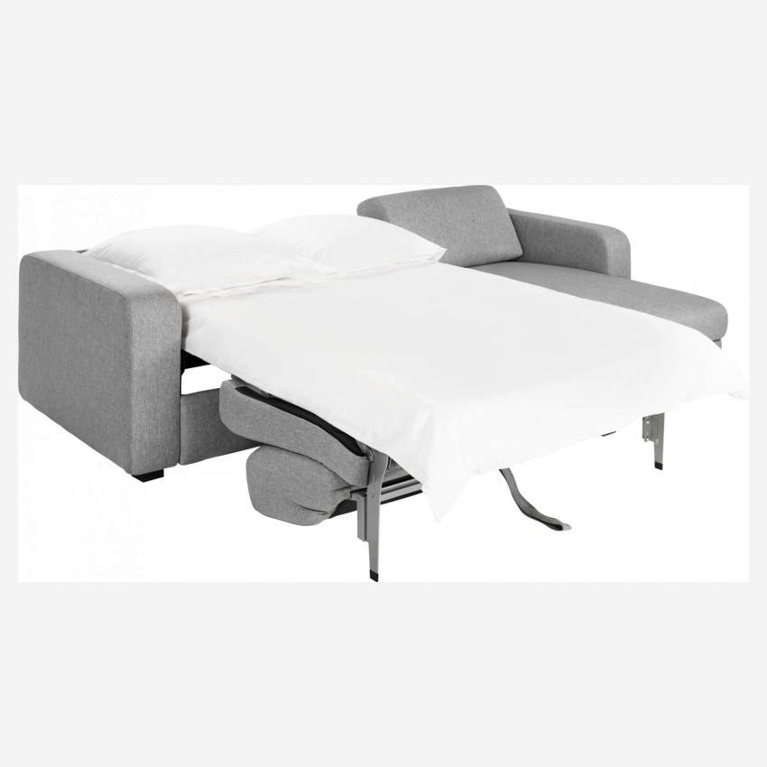 Canapé d'angle 2 places convertible en tissu avec sommier à lattes - Gris clair