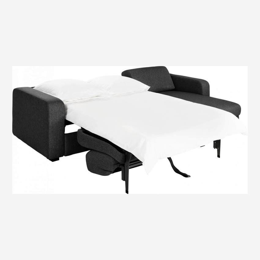 Canapé d'angle 2 places convertible en tissu avec sommier à lattes - Gris