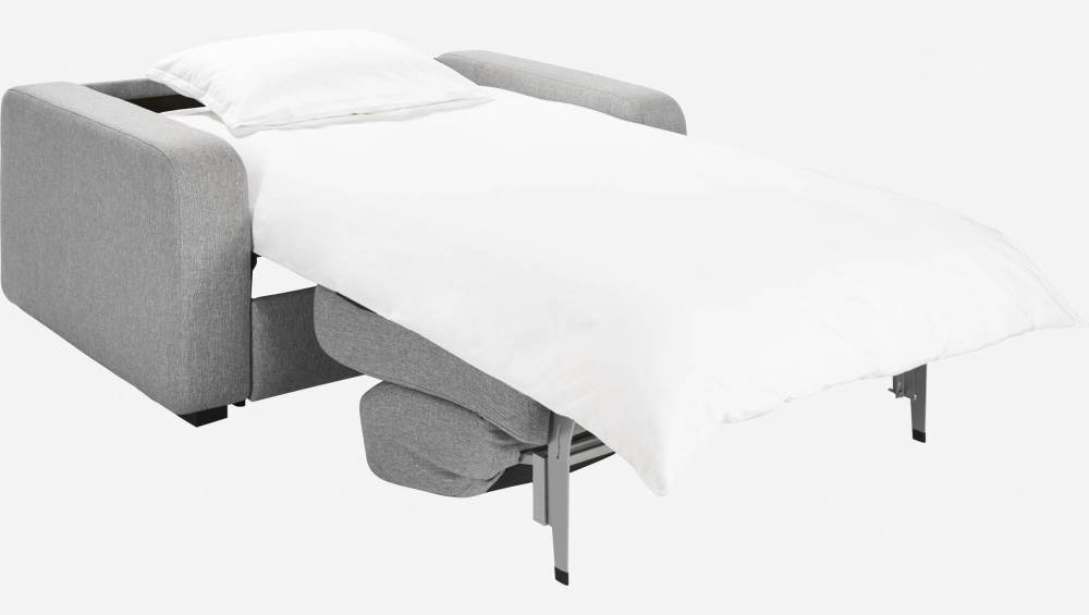 Sofá cama compacto de tela + somier de láminas - Gris claro