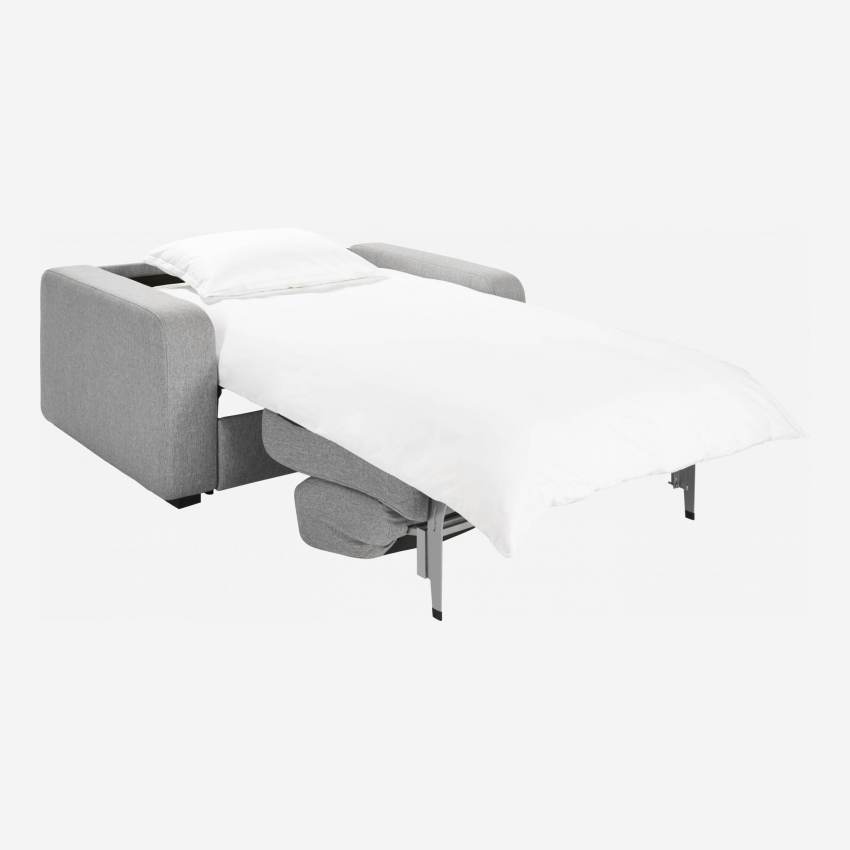 Canapé compact convertible en tissu avec sommier à lattes - Gris clair