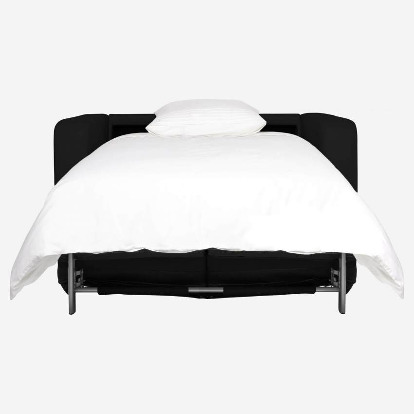 Sofá cama compacto de piel + somier de láminas - Negro