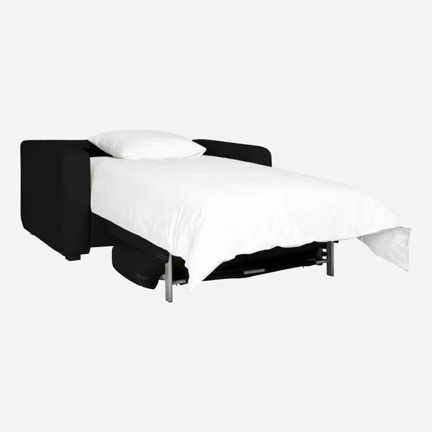 Canapé compact convertible en cuir avec sommier à lattes - Noir