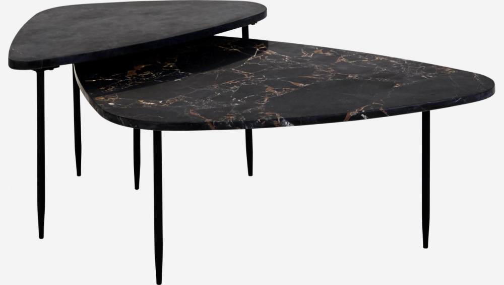 Tavolini da appoggio estraibili in marmo e metallo - Nero