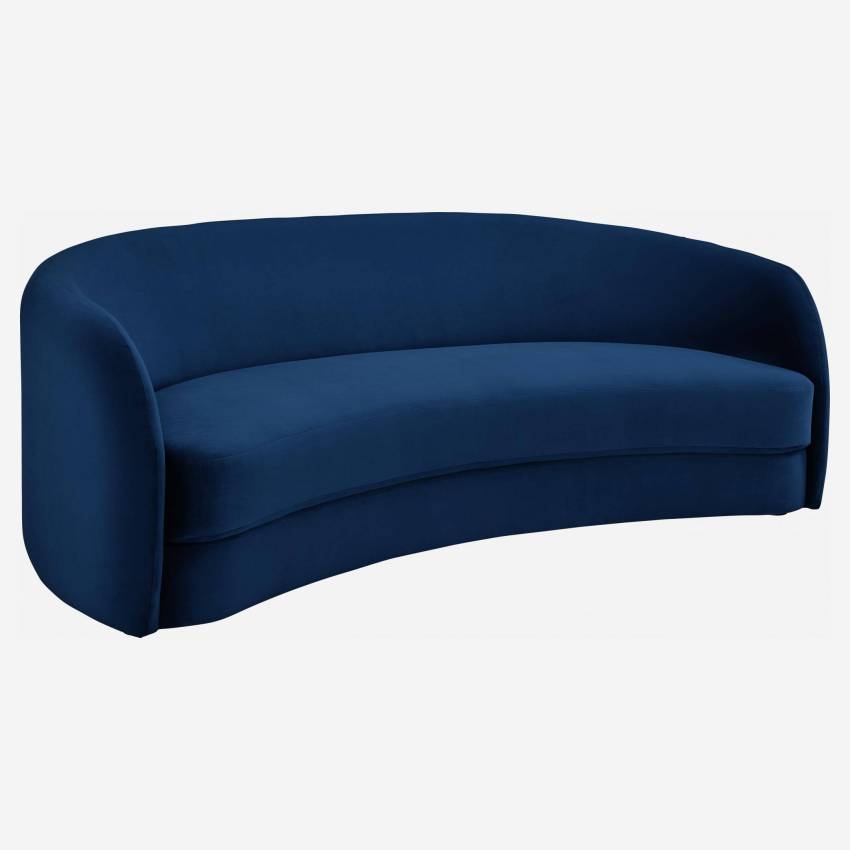 Sofá curvado de terciopelo - Azul