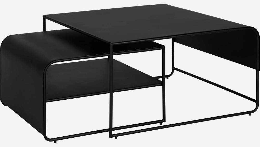 Set de 2 tables basses gigognes en métal - Noir