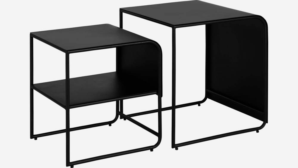 Set di 2 tavolini laterali in metallo - Nero