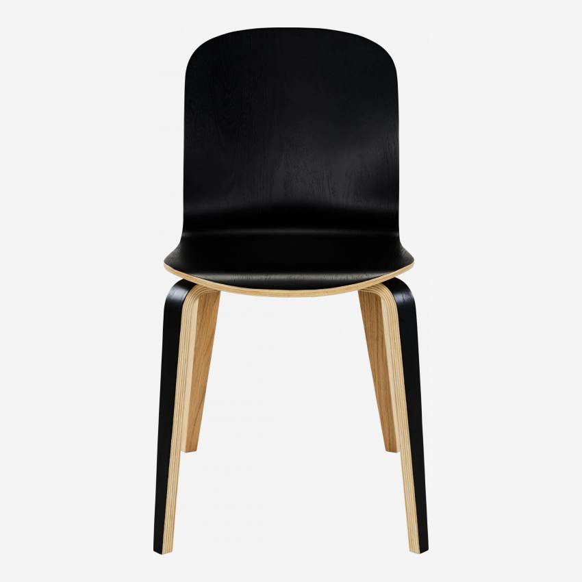 Cadeira em madeira de Hévea - Preto e Natural