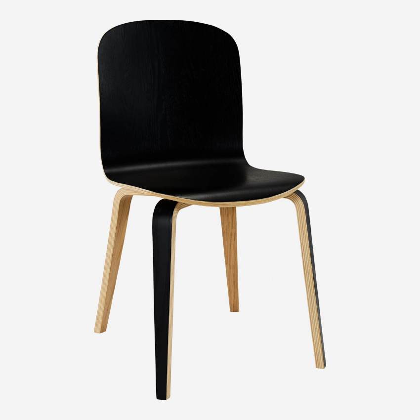 Stuhl aus Kautschukbaum - Schwarz und Naturfarben